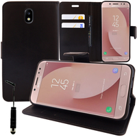 Samsung Galaxy J7 Pro 5.5": Accessoire Etui portefeuille Livre Housse Coque Pochette support vidéo cuir PU + mini Stylet - NOIR