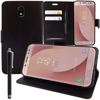 Samsung Galaxy J7 Pro 5.5": Accessoire Etui portefeuille Livre Housse Coque Pochette support vidéo cuir PU + Stylet - NOIR