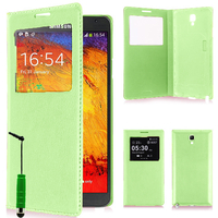 Samsung Galaxy Note 3 Neo / Lite Duos 3G LTE SM-N750 SM-N7505 SM-N7502: Accessoire Coque Etui Housse Pochette Plastique View Case + mini Stylet - VERT