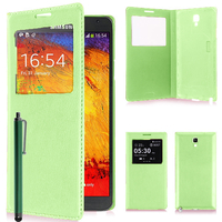 Samsung Galaxy Note 3 Neo / Lite Duos 3G LTE SM-N750 SM-N7505 SM-N7502: Accessoire Coque Etui Housse Pochette Plastique View Case + Stylet - VERT