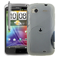 HTC Sensation G14/ Pyramid 4G: Accessoire Housse Etui Pochette Coque Silicone Gel motif S Line + Stylet - TRANSPARENT