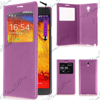 Samsung Galaxy Note 3 Neo / Lite Duos 3G LTE SM-N750 SM-N7505 SM-N7502: Accessoire Coque Etui Housse Pochette Plastique View Case + mini Stylet - VIOLET