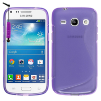 Samsung Galaxy Star 2 Plus/ Advance SM-G350E: Accessoire Housse Etui Pochette Coque Silicone Gel motif S Line + mini Stylet - VIOLET