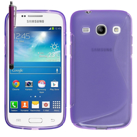 Samsung Galaxy Star 2 Plus/ Advance SM-G350E: Accessoire Housse Etui Pochette Coque Silicone Gel motif S Line + Stylet - VIOLET