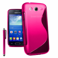 Samsung Galaxy Core I8260/ I8262 Dual Sim: Accessoire Housse Etui Pochette Coque Silicone Gel motif S Line + Stylet - ROSE