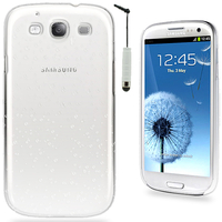 Samsung Galaxy S3 i9300/ i9305 Neo/ LTE 4G: Coque Silicone Antichoc Ultraslim motif de grains flottés + mini Stylet - BLANC
