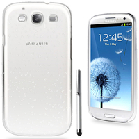 Samsung Galaxy S3 i9300/ i9305 Neo/ LTE 4G: Coque Silicone Antichoc Ultraslim motif de grains flottés + Stylet - BLANC