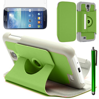 Samsung Galaxy S3 i9300/ i9305 Neo/ LTE 4G: Accessoire Etui Housse Coque avec support Et Rotative Rotation 360° en cuir PU + Stylet - VERT