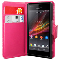 Sony Xperia L S36h/C2105/C2104: Accessoire Etui portefeuille Livre Housse Coque Pochette cuir PU - ROSE