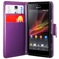 Sony Xperia L S36h/C2105/C2104: Accessoire Etui portefeuille Livre Housse Coque Pochette cuir PU - VIOLET