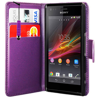 Sony Xperia L S36h/C2105/C2104: Accessoire Etui portefeuille Livre Housse Coque Pochette cuir PU + mini Stylet - VIOLET