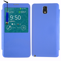 Samsung Galaxy Note 3 N9000/ N9002/ N9005/ N9006: Accessoire Coque Etui Housse Pochette Plastique View Case + mini Stylet - BLEU