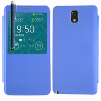 Samsung Galaxy Note 3 N9000/ N9002/ N9005/ N9006: Accessoire Coque Etui Housse Pochette Plastique View Case + Stylet - BLEU