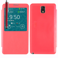 Samsung Galaxy Note 3 N9000/ N9002/ N9005/ N9006: Accessoire Coque Etui Housse Pochette Plastique View Case + Stylet - ROUGE