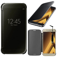 Samsung Galaxy A5 (2017) 5.2" A520F/ A5 (2017) Duos (non compatible Version 2014/ 2015/ 2016): Coque Silicone gel rigide Livre rabat + mini Stylet - NOIR