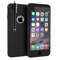Apple iPhone 6/ 6s: Coque de protection intégrale 360° Avant Et Arrière Ultra Mince Ultra Léger avec Verre Trempé pour l'Ecran + Stylet - NOIR