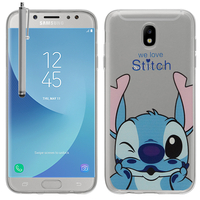 Samsung Galaxy J5 (2017) SM-J750F/DS/ J5 (2017) Duos J530F/DS: Coque Housse silicone TPU Transparente Ultra-Fine Dessin animé jolie + Stylet - Stitch