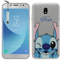 Samsung Galaxy J5 Pro (2017) J530Y/DS: Coque Housse silicone TPU Transparente Ultra-Fine Dessin animé jolie + mini Stylet - Stitch