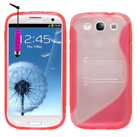 Samsung Galaxy S3 i9300/ i9305 Neo/ LTE 4G: Etui Housse Coque gel support video + mini Stylet - ROSE