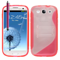 Samsung Galaxy S3 i9300/ i9305 Neo/ LTE 4G: Etui Housse Coque gel support video + Stylet - ROSE
