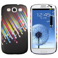 Samsung Galaxy S3 i9300/ i9305 Neo/ LTE 4G: Etui Housse Coque gel de couleur étoile filante + mini Stylet - NOIR