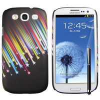 Samsung Galaxy S3 i9300/ i9305 Neo/ LTE 4G: Etui Housse Coque gel de couleur étoile filante + Stylet - NOIR