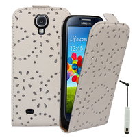 Samsung Galaxy S4 i9500/ i9505/ Value Edition I9515: Etui Housse Coque ultra fin avec strass + mini Stylet - BLANC