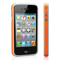 Apple iPhone 4/ 4S/ 4G: Bumper TPU silicone pour - ORANGE et BLANC