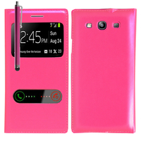 Samsung Galaxy S3 i9300/ i9305 Neo/ LTE 4G: Accessoire Coque Etui Housse Pochette Plastique View Case + Stylet - ROSE