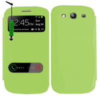 Samsung Galaxy S3 i9300/ i9305 Neo/ LTE 4G: Accessoire Coque Etui Housse Pochette Plastique View Case + mini Stylet - VERT