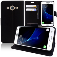 Samsung Galaxy J3 Pro: Accessoire Etui portefeuille Livre Housse Coque Pochette support vidéo cuir PU - NOIR
