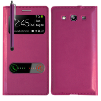 Samsung Galaxy S3 i9300/ i9305 Neo/ LTE 4G: Accessoire Coque Etui Housse Pochette Plastique View Case + Stylet - VIOLET