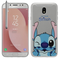 Samsung Galaxy J7 (2017) SM-J730F/DS/ J7 (2017) Duos J730F/DS: Coque Housse silicone TPU Transparente Ultra-Fine Dessin animé jolie + Stylet - Stitch