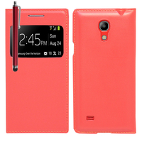 Samsung Galaxy S4 mini i9190/ S4 mini plus I9195I/ i9192/ i9195/ i9197: Accessoire Coque Etui Housse Pochette Plastique View Case + Stylet - ROUGE