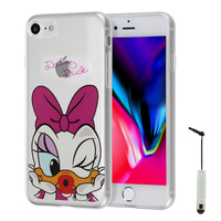 Apple iPhone 8 4.7": Coque Housse silicone TPU Transparente Ultra-Fine Dessin animé jolie + mini Stylet - Daisy Duck
