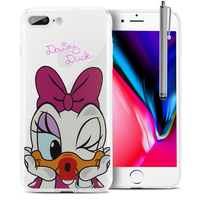 Apple iPhone 8 Plus 5.5": Coque Housse silicone TPU Transparente Ultra-Fine Dessin animé jolie + Stylet - Daisy Duck