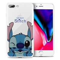 Apple iPhone 8 Plus 5.5": Coque Housse silicone TPU Transparente Ultra-Fine Dessin animé jolie - Stitch