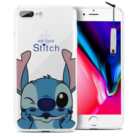 Apple iPhone 8 Plus 5.5": Coque Housse silicone TPU Transparente Ultra-Fine Dessin animé jolie + mini Stylet - Stitch