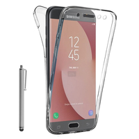 Samsung Galaxy J7 (2017) SM-J730F/DS/ J7 (2017) Duos J730F/DS: Coque Housse Silicone Gel TRANSPARENTE ultra mince 360° protection intégrale Avant et Arrière + Stylet - TRANSPARENT