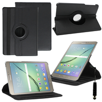 Samsung Galaxy Tab S2 8.0 SM-T710 SM-T715: Accessoire Etui Housse Coque avec support Et Rotative Rotation 360° en cuir PU + mini Stylet - NOIR