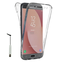Samsung Galaxy J7 Pro 5.5": Coque Housse Silicone Gel TRANSPARENTE ultra mince 360° protection intégrale Avant et Arrière + mini Stylet - TRANSPARENT