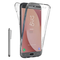Samsung Galaxy J7 Pro 5.5": Coque Housse Silicone Gel TRANSPARENTE ultra mince 360° protection intégrale Avant et Arrière + Stylet - TRANSPARENT