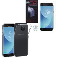 Samsung Galaxy J5 (2017) SM-J750F/DS/ J5 (2017) Duos J530F/DS: Etui Housse Pochette Accessoires Coque gel UltraSlim - TRANSPARENT + 1 Film de protection d'écran Verre Trempé