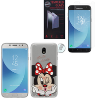 Samsung Galaxy J5 (2017) SM-J750F/DS/ J5 (2017) Duos J530F/DS: Coque Housse silicone TPU Transparente Ultra-Fine Dessin animé jolie - Minnie Mouse + 1 Film de protection d'écran Verre Trempé