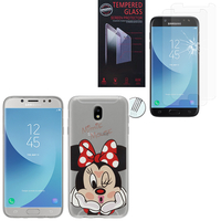 Samsung Galaxy J5 (2017) SM-J750F/DS/ J5 (2017) Duos J530F/DS: Coque Housse silicone TPU Transparente Ultra-Fine Dessin animé jolie - Minnie Mouse + 2 Films de protection d'écran Verre Trempé