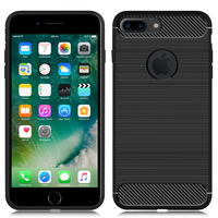 Apple iPhone 7 Plus 5.5" (non compatible iPhone 7 4.7''): Coque Housse Silicone Souple en Fibre de Carbone Brossé motif TPU Case - NOIR