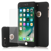 Apple iPhone 7 Plus 5.5" (non compatible iPhone 7 4.7''): Coque de protection intégrale 360° Avant Et Arrière Ultra Mince Ultra Léger avec Verre Trempé pour l'Ecran - NOIR