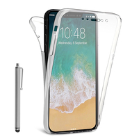 Apple Iphone X 5.8"/ iPhone 10/ iPhone Ten: Coque Housse Silicone Gel TRANSPARENTE ultra mince 360° protection intégrale Avant et Arrière + Stylet - TRANSPARENT