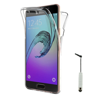 Samsung Galaxy A5 (2016) SM-A510F A510M A510FD A5100 A510Y (non compatible Galaxy A5 (2015)): Coque Housse Silicone Gel TRANSPARENTE ultra mince 360° protection intégrale Avant et Arrière + mini Stylet - TRANSPARENT