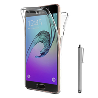 Samsung Galaxy A5 (2016) SM-A510F A510M A510FD A5100 A510Y (non compatible Galaxy A5 (2015)): Coque Housse Silicone Gel TRANSPARENTE ultra mince 360° protection intégrale Avant et Arrière + Stylet - TRANSPARENT